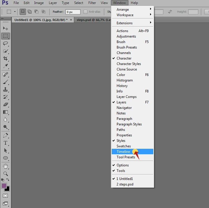 Timeline panel - create gif